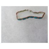 Navajo Sterling silver turquoise panel bracelet.