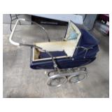 Antique Pedigree blue baby buggy carriage.