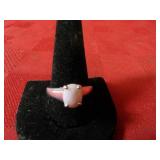 Sterling Silver ring. Pink Opal.