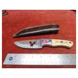 Handmade forged Damascus fixed blade knife