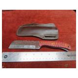 Handmade forged Damascus fixed blade knife