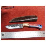 Handmade forged Damascus fixed blade knife