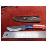 Handmade forged Damascus fixed blade knife