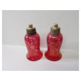 Sterling silver & ruby flash glass chimneys.