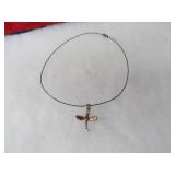 Sterling Silver fire opal dragonfly pendant.