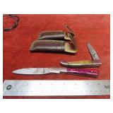 (2)Handmade forged Damascus folding knife