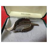 Sterling Silver Jewel art leaf pin.