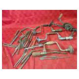 Vintage tool lot. Brace drills & bits.