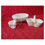 Porcelain lace basket bowl lot