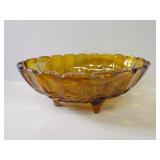 Carnival iridescent glass footed bowl.