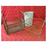 Metal baskets, bucket,