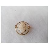 Deco gold filled carved 1 piece cameo pin.
