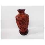 Vintage Japanese Cinnabar brass vase.