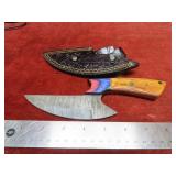 Handmade forged Damascus fixed blade knife