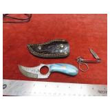 (2)Handmade forged Damascus fixed blade knife