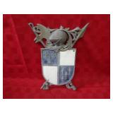 Cast aluminum Coat of arms shield plaque.