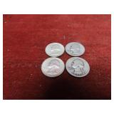 (4)Pre 1964 90% silver Washington Quarters.