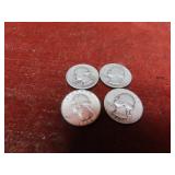 (4)Pre 1964 90% silver Washington Quarters.