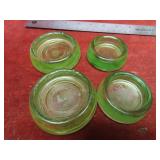 (4)Antique depression glass vaseline sliders