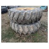 (2) 9 Hole Rims with 20.8-38 Tires