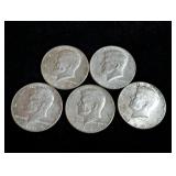 (5) 1966 Kennedy Half Dollar Coins