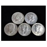 (5) 1968-D Kennedy Half Dollar Coins
