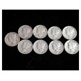 (9) 1941 Mercury Dimes