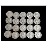 (20) 1964-D Washington Silver Quarters