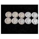 (10) 1941 Mercury Dimes