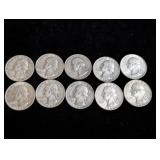 (10) 1964-D Washington Silver Quarters