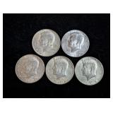 (5) 1968-D Kennedy Half Dollar Coins