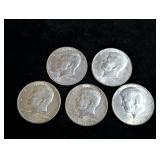 (5) 1968-D Kennedy Half Dollar Coins