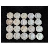 (20) Roosevelt Silver Dimes