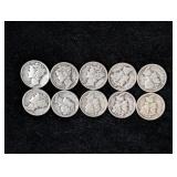 (10) Mercury Dimes:
