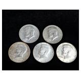 (5) 1965 Kennedy Half Dollar Coins