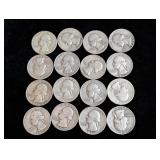 (16) 1950s Washington Silver Quarters