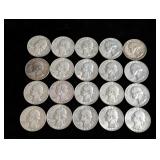 (20) 1964-D Washington Silver Quarters