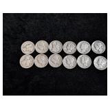 (10) Mercury Dimes: