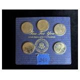 (5) Brass Presidential Coins