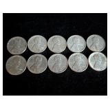 (10) 1943 Steel Cent Coins