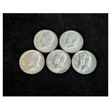 (5) 1965 Kennedy Half Dollar Coins