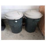(2) Plastic Trash Cans with Lids