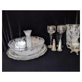 Large Glass Serving Bowl, Platters, Vase,