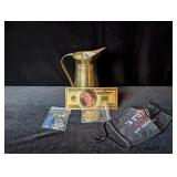 Small Brass Pitcher, 1 cent Stamps,