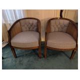 (2) Wooden with Wicker Chairs