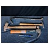 (3) Hammers, Pry Bar