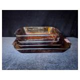 (4) Amber Anchor Hocking Baking Dishes: