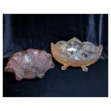 (2) Orange Carnival Glass Bowls