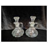 (2) Clear Glass Cruets with Stoppers