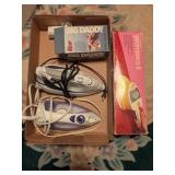 (3) Electric Irons, Fabric Shaver